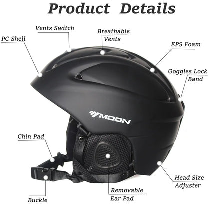 Moon CE Certification PC+EPS Adult Ski Helmet Men Women Skating Skateboard Helmet Snow Sports Snowboard Helmets With Goggles