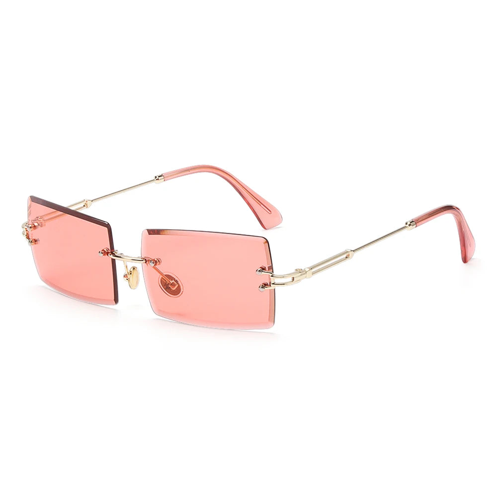 Fashion Popular Rimless Small Rectangle Sunglasses Women Men 2020 Shades Alloy Metal Glasses UV400 Eyewear