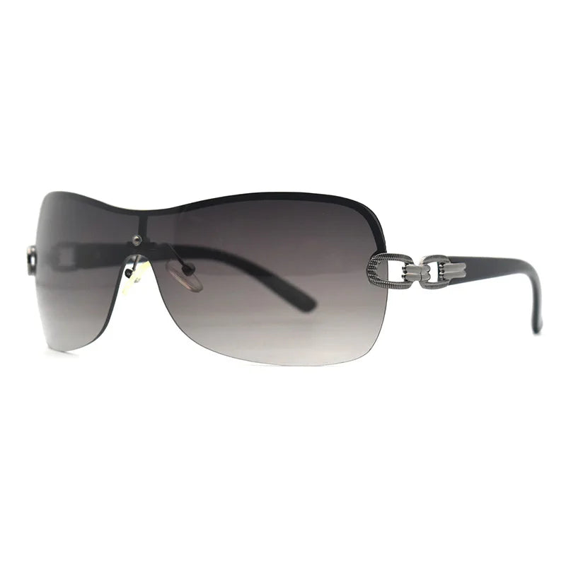 Fashion Trend 2021 Sunglasses Women Brand Designer Oversized Rimless Sunglass Metal Chain Legs Shades for Womens Zonnebril Dames