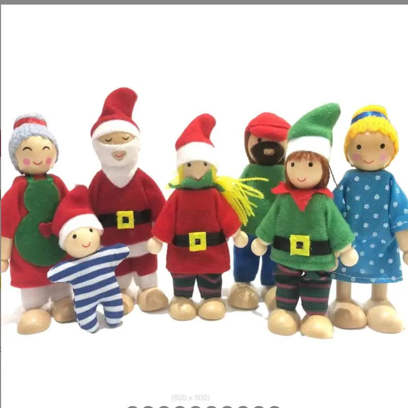 New Wooden Furniture Miniature Toy Mini Wood Dolls Family Doll Kids Children House Play Toy Boys Girls Gifts