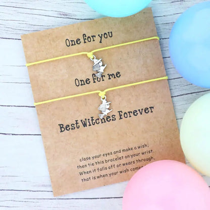 2pcs/Set Halloween Best Witches Wish Bracelet Witches Charm Lucky Red Thread Bracelet Halloween Jewelry Women Men Halloween Gift
