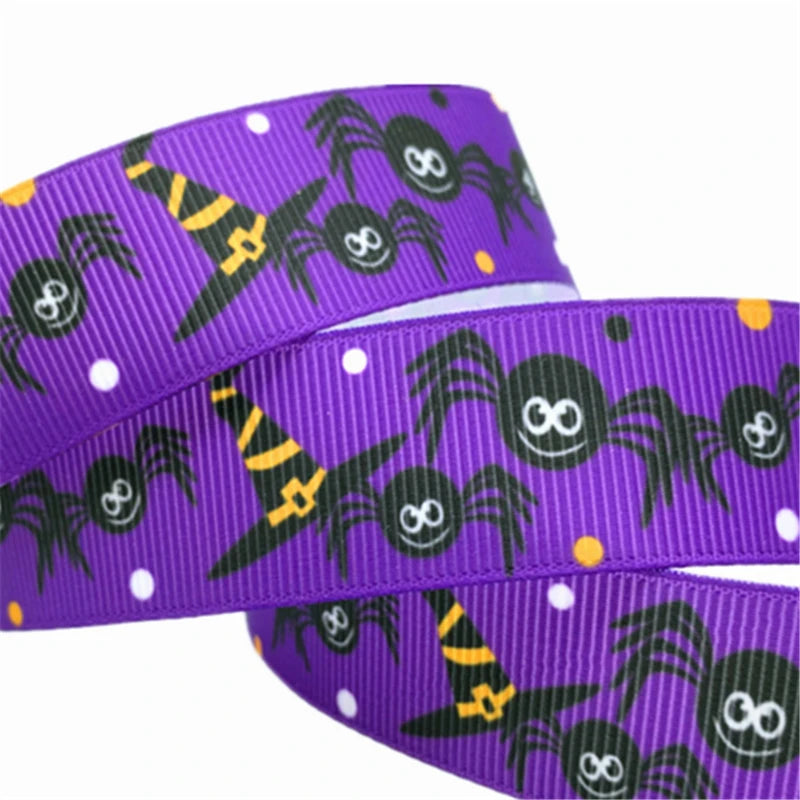 5yards 25mm Halloween Decoration Grosgrain Ribbon Printed Halloween Ribbon for Wedding Christmas Decoration DIY Sewing Fabric