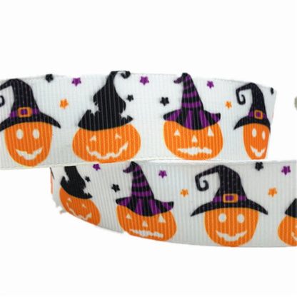 5yards 25mm Halloween Decoration Grosgrain Ribbon Printed Halloween Ribbon for Wedding Christmas Decoration DIY Sewing Fabric