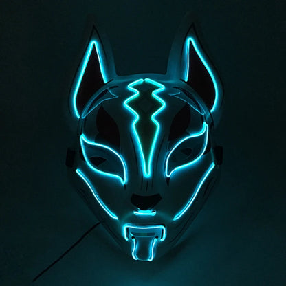 Japanese Anime Mask Halloween Cosplay Fox Mask Neon Light Up Mask LED Luminous Masks Glow in the Dark Carnival Party Supplies