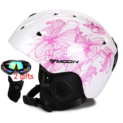 Moon CE Certification PC+EPS Adult Ski Helmet Men Women Skating Skateboard Helmet Snow Sports Snowboard Helmets With Goggles