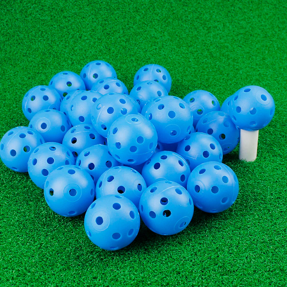 24Pcs/Bag 42MM Practice Golf Ball Perforated Color Indoor Airflow Plastic Golf Balls Training Toy Ball Good for Your Pets