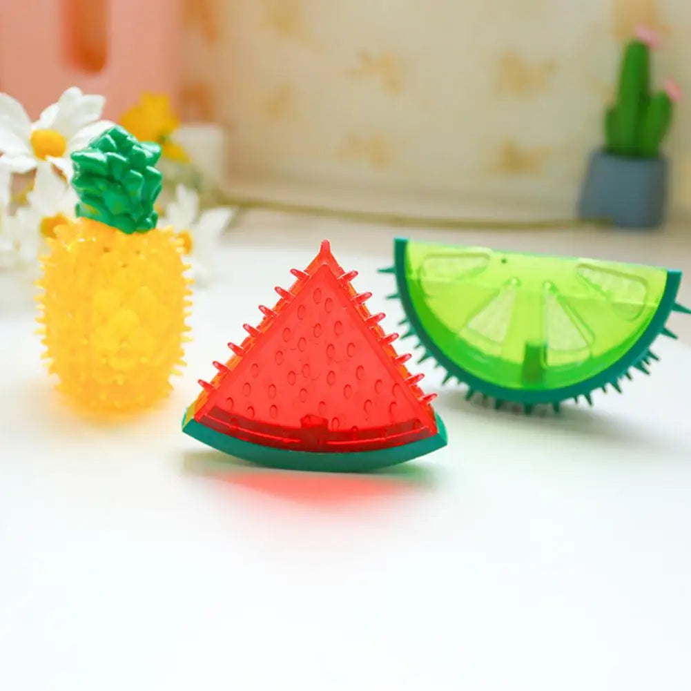 Summer Cooling Dog Toys Fruit Shape Chew Puppy Toy Frozen Ice Dog Squeaky Rubber Toy Lemon Pineapple Watermelon Dog Toothbrush
