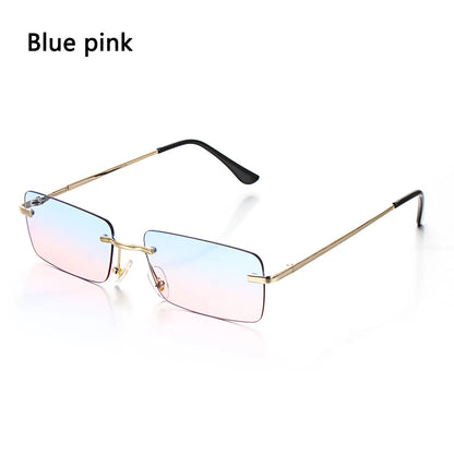 Fashion Popular Rimless Small Rectangle Sunglasses Women Men 2020 Shades Alloy Metal Glasses UV400 Eyewear
