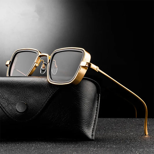Retro Square Sunglasses Men  Luxury Brand Designer Ourdoor Sun Glasses Steampunk Sunglasses Red Black Sunglass Women UV400