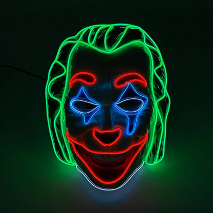 Horror Halloween Neon Mask Clown Mask Cosplay Party Costume Supplies Led Mask Masque Masquerade Party Masks Glow in the Dark
