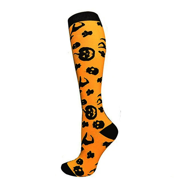 Compression Socks Women Men Outdoor Sports Halloween Series Animals Flamingo Shark Monkey Cat Bones Pressure Elastic Stockings