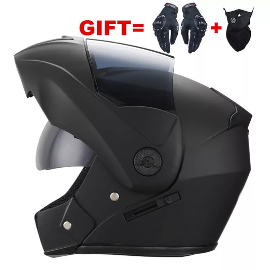 2 Gifts Unisex Racing Motorcycle Helmets Modular Dual Lens Motocross Helmet Full Face Safe Helmet Flip Up Cascos Para Moto Kask