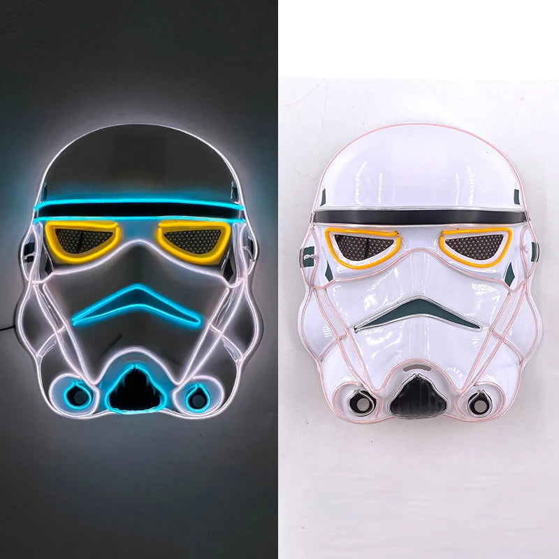 New Designed Glowing Halloween Party Mask Flashing LED Masks EL Neon Light Cosplay Mask Costume Props Glow Party Supplies