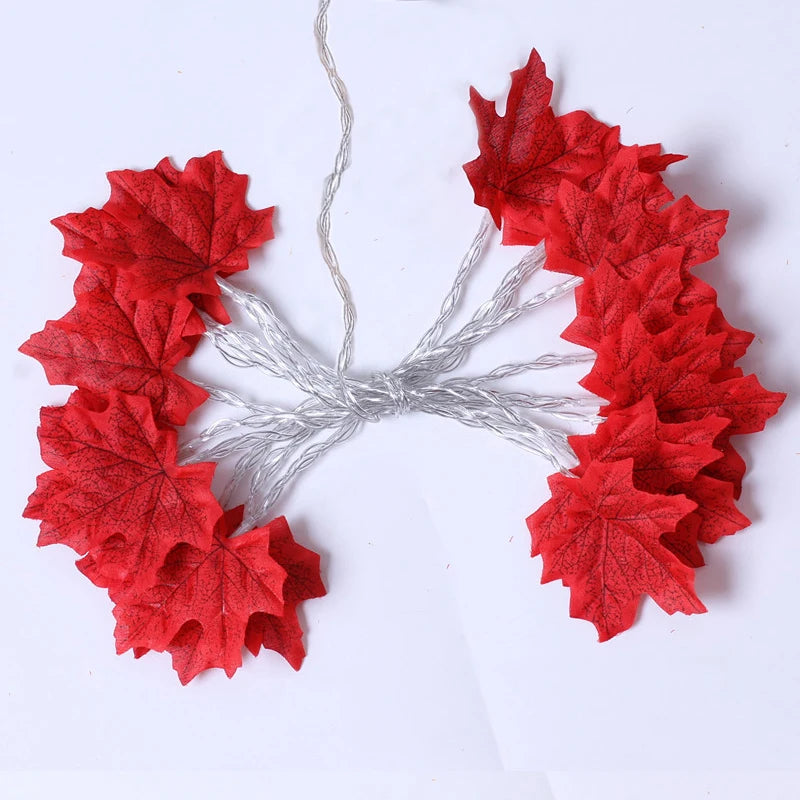 2/3/6m Christmas Decoration Artificial Maple Leaf Leaves LED Light String Lantern Garland Home Party DIY Deco Halloween New Yea