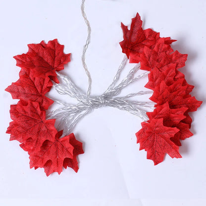 2/3/6m Christmas Decoration Artificial Maple Leaf Leaves LED Light String Lantern Garland Home Party DIY Deco Halloween New Yea