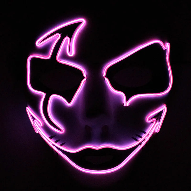 Hot Sales Carnival LED Mask Party Masque Masquerade Masks Horror Neon EL Mask LED Light Up Mask Halloween Glow Party Supplies