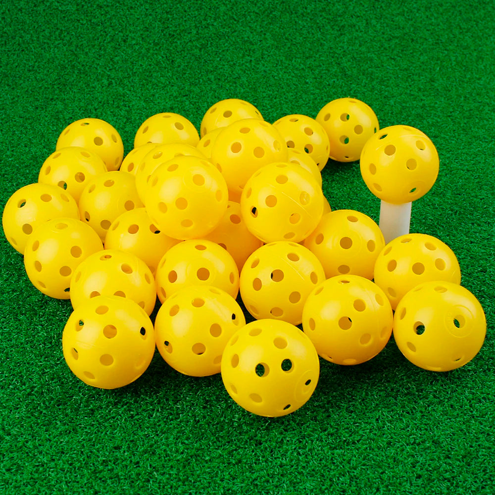 24Pcs/Bag 42MM Practice Golf Ball Perforated Color Indoor Airflow Plastic Golf Balls Training Toy Ball Good for Your Pets