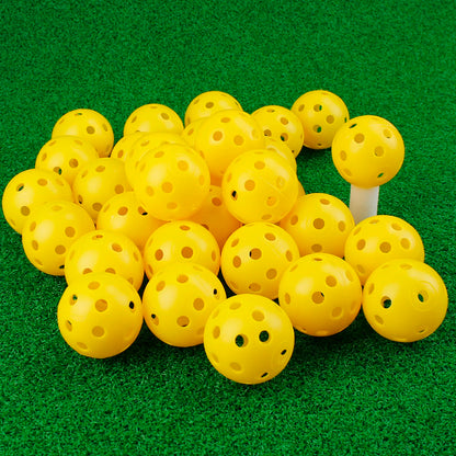 24Pcs/Bag 42MM Practice Golf Ball Perforated Color Indoor Airflow Plastic Golf Balls Training Toy Ball Good for Your Pets