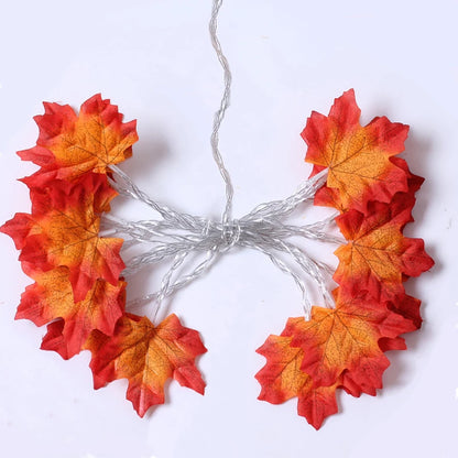 2/3/6m Christmas Decoration Artificial Maple Leaf Leaves LED Light String Lantern Garland Home Party DIY Deco Halloween New Yea