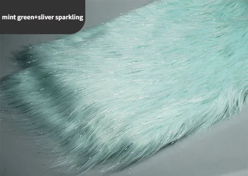 Sparkling Faux Fur Fabric, Mint Green, Long Pile Fabric, Immitation Fur for Winter Clothing, Photo Studio, Sofa, Coslplay