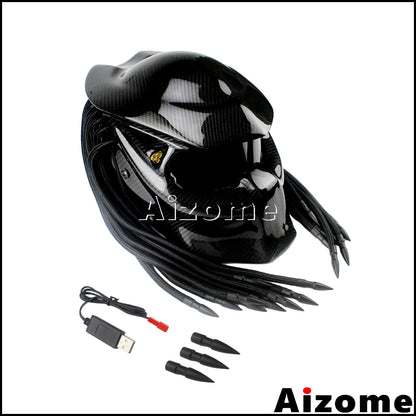 Motorcycle Helmet Carbon Fiber Predator Helmet Full Face Iron Man Helmet Black Iron Warrior Helmets Outdoor Motorbike Helmet
