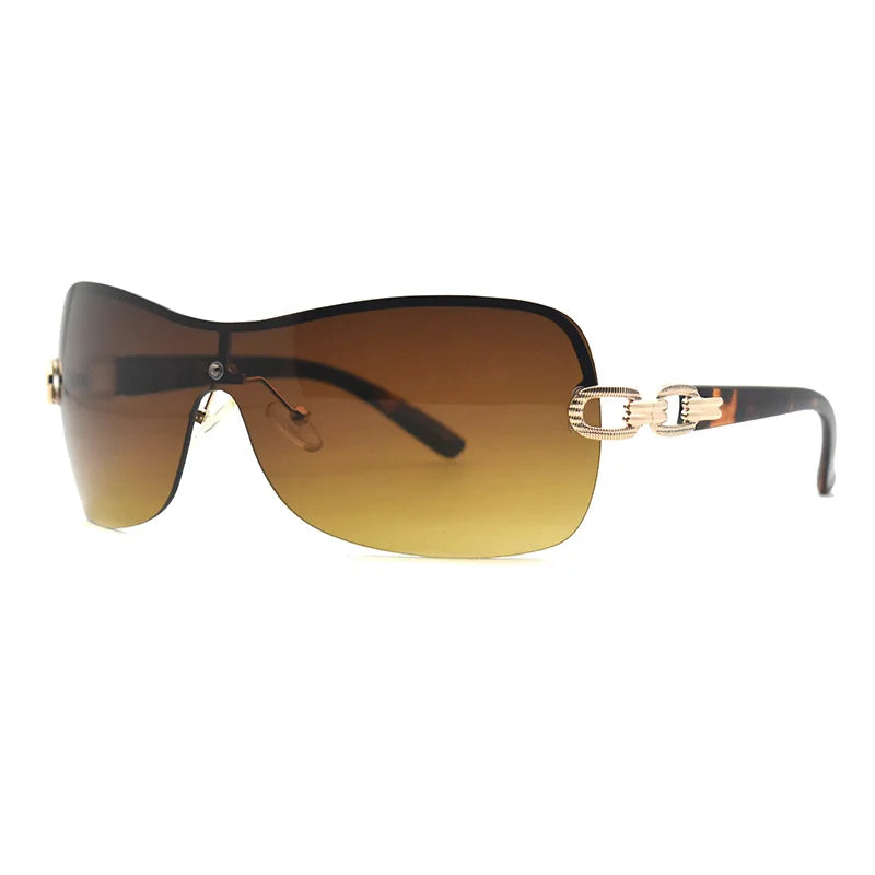 Fashion Trend 2021 Sunglasses Women Brand Designer Oversized Rimless Sunglass Metal Chain Legs Shades for Womens Zonnebril Dames