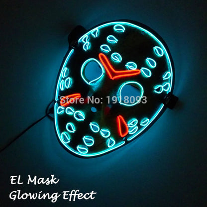 Hot Sales Carnival LED Mask Party Masque Masquerade Masks Horror Neon EL Mask LED Light Up Mask Halloween Glow Party Supplies
