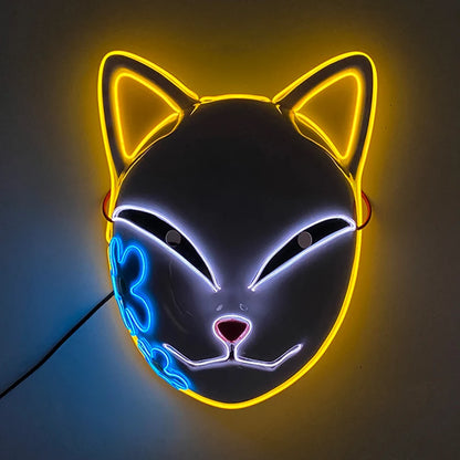Hot Sales Carnival LED Mask Party Masque Masquerade Masks Horror Neon EL Mask LED Light Up Mask Halloween Glow Party Supplies