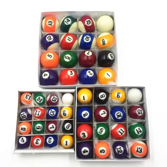Mini Billiards Table Balls Set for Children, Polyester Resin, Complete Set, Kid, 25mm, 32mm, 38mm, 16Pcs