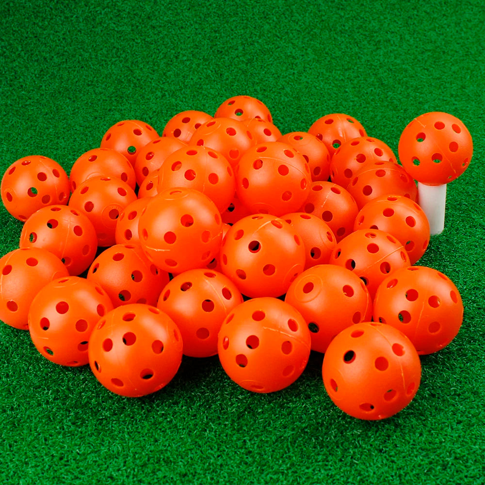 24Pcs/Bag 42MM Practice Golf Ball Perforated Color Indoor Airflow Plastic Golf Balls Training Toy Ball Good for Your Pets