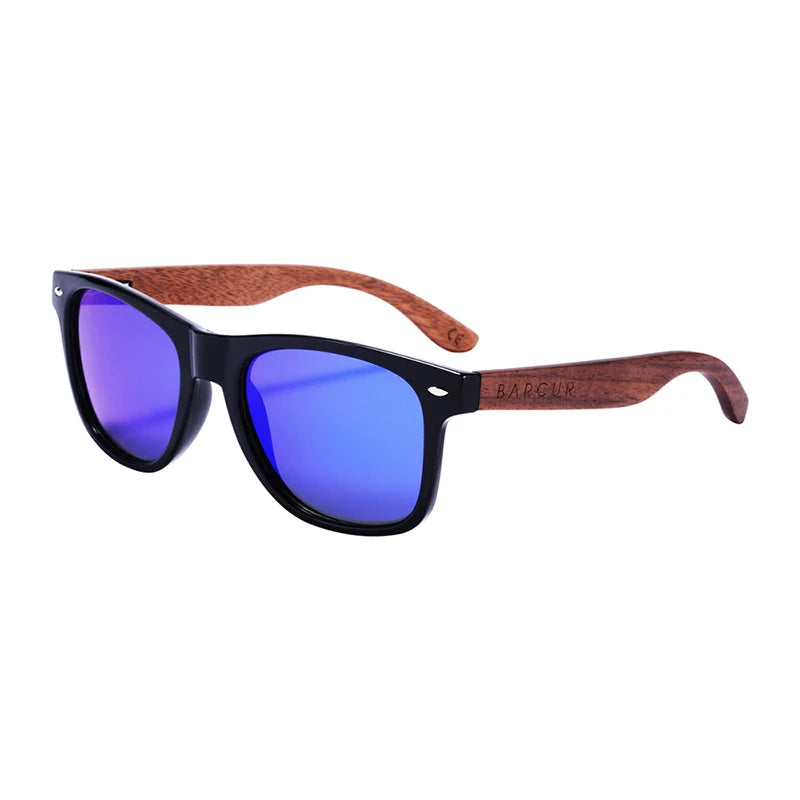 BARCUR High Quality Black Walnut Sunglasses Anti-Reflecti Men Women Mirror Sun Glasses Male UV400 Wooden Sunglass Shades Oculos