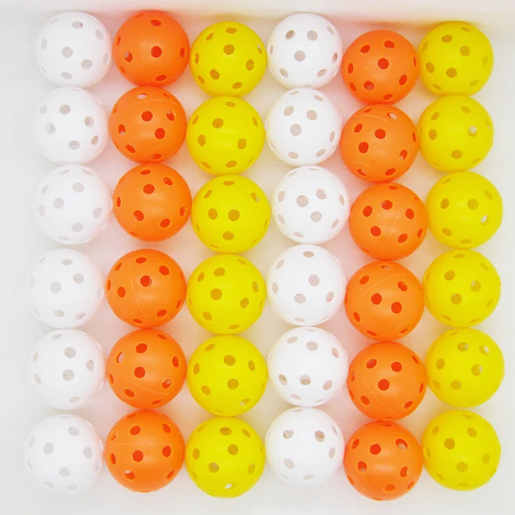 12 Pack Multicolor Plastic Golf Training Balls Airflow Hollow Diameter 1.65 Inch Golf Balls for Driving Range Swing Practice New