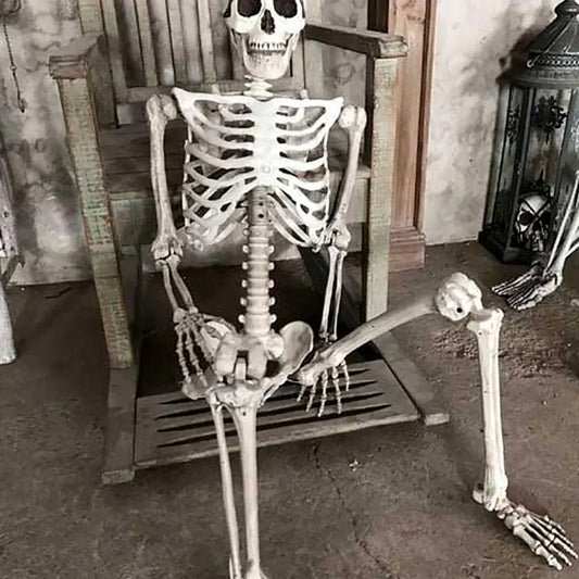 70CM Halloween Human Skeleton Haunted House Hanging Props Home Evil Party Decoration Horror Scary Movable Big Skull Decorations