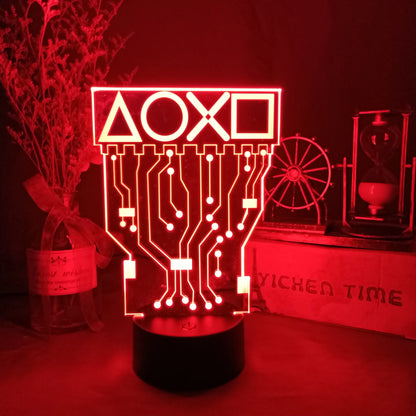 3D Night Lamp Gaming Room Desk Setup Lighting Decor Gamepad Icon LED Light Atmosphere Table Bedside Night Lamps Kids Gift