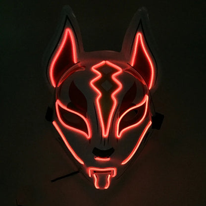 Japanese Anime Mask Halloween Cosplay Fox Mask Neon Light Up Mask LED Luminous Masks Glow in the Dark Carnival Party Supplies