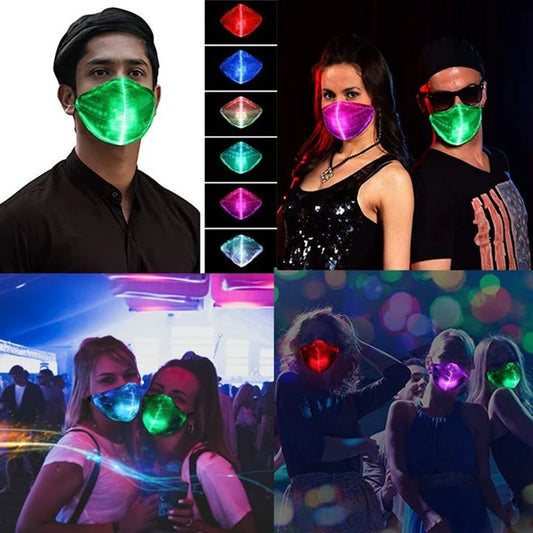 Flashing LED Mask 7 Colors Luminous Light With USB Charge Masks Party Dance DJ Halloween Light Up Face Masks Masque Masquerade