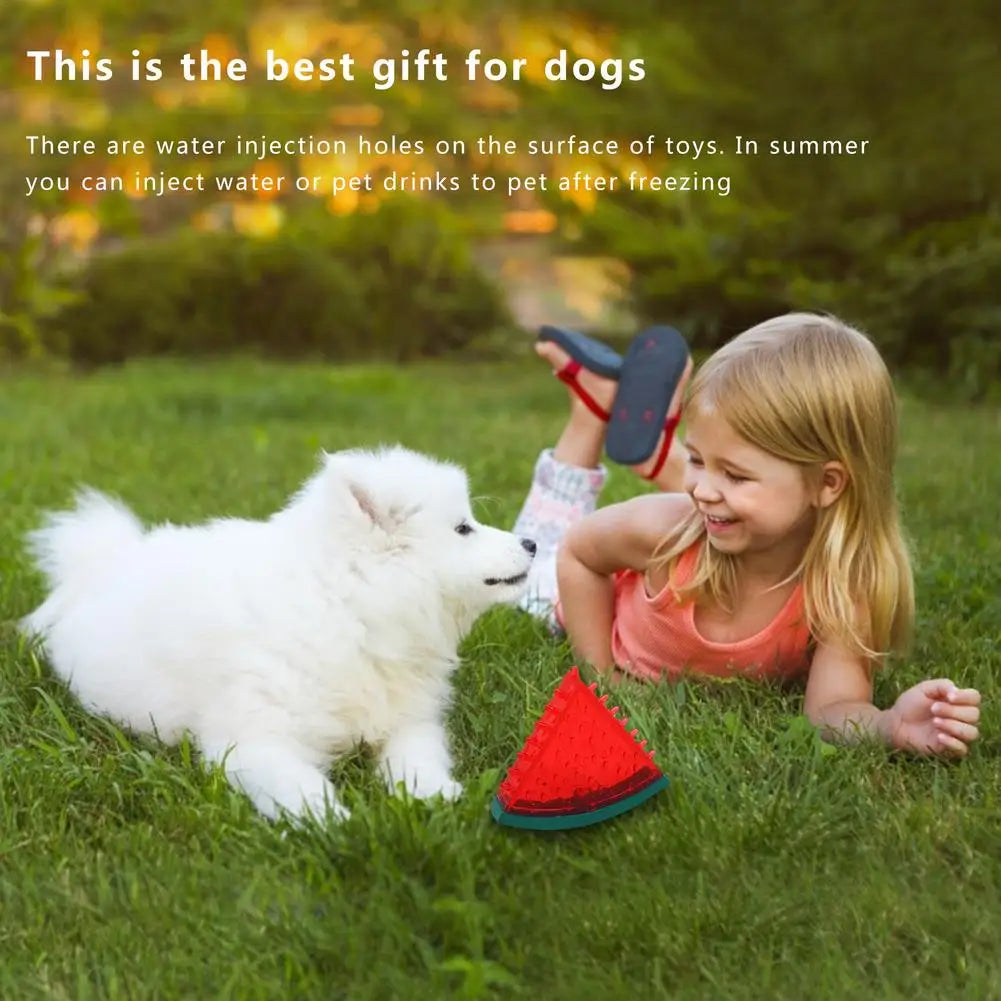 Summer Cooling Dog Toys Fruit Shape Chew Puppy Toy Frozen Ice Dog Squeaky Rubber Toy Lemon Pineapple Watermelon Dog Toothbrush