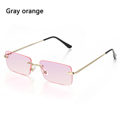 Fashion Popular Rimless Small Rectangle Sunglasses Women Men 2020 Shades Alloy Metal Glasses UV400 Eyewear
