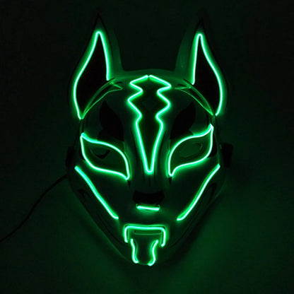 Japanese Anime Mask Halloween Cosplay Fox Mask Neon Light Up Mask LED Luminous Masks Glow in the Dark Carnival Party Supplies