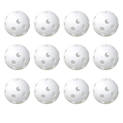 12 Pack Multicolor Plastic Golf Training Balls Airflow Hollow Diameter 1.65 Inch Golf Balls for Driving Range Swing Practice New
