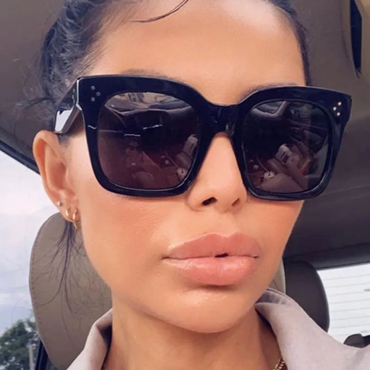 Oversized Square Sunglasses Woman Retro Black Driving Shades Eyewear Female Vintage Brand Designer Mirror Sun Glasses Oculos