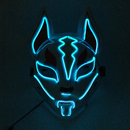 Japanese Anime Mask Halloween Cosplay Fox Mask Neon Light Up Mask LED Luminous Masks Glow in the Dark Carnival Party Supplies