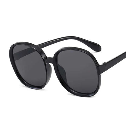 New Round Frame Sunglasses Woman Retro Brand Designer Brown Black Oversized Lady Sun Glasses Female Fashion Outdoor Driving