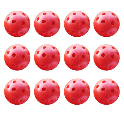 12 Pack Multicolor Plastic Golf Training Balls Airflow Hollow Diameter 1.65 Inch Golf Balls for Driving Range Swing Practice New