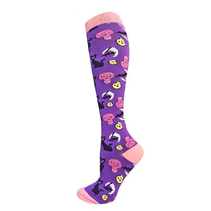 Compression Socks Women Men Outdoor Sports Halloween Series Animals Flamingo Shark Monkey Cat Bones Pressure Elastic Stockings