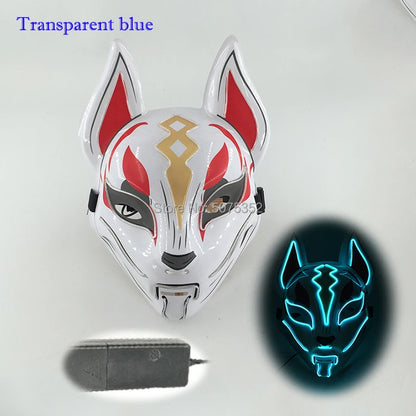 Anime Expro Decor Japanese Fox Mask Neon Led Light Cosplay Mask Game Theme Party Cos Dance DJ Payday Costume Props
