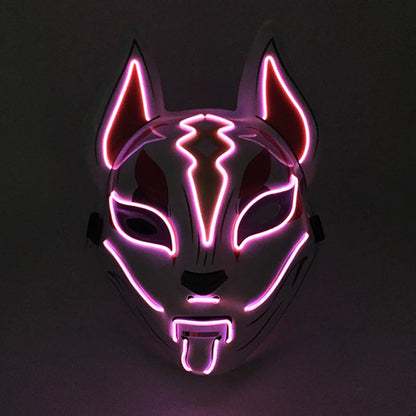Japanese Anime Mask Halloween Cosplay Fox Mask Neon Light Up Mask LED Luminous Masks Glow in the Dark Carnival Party Supplies