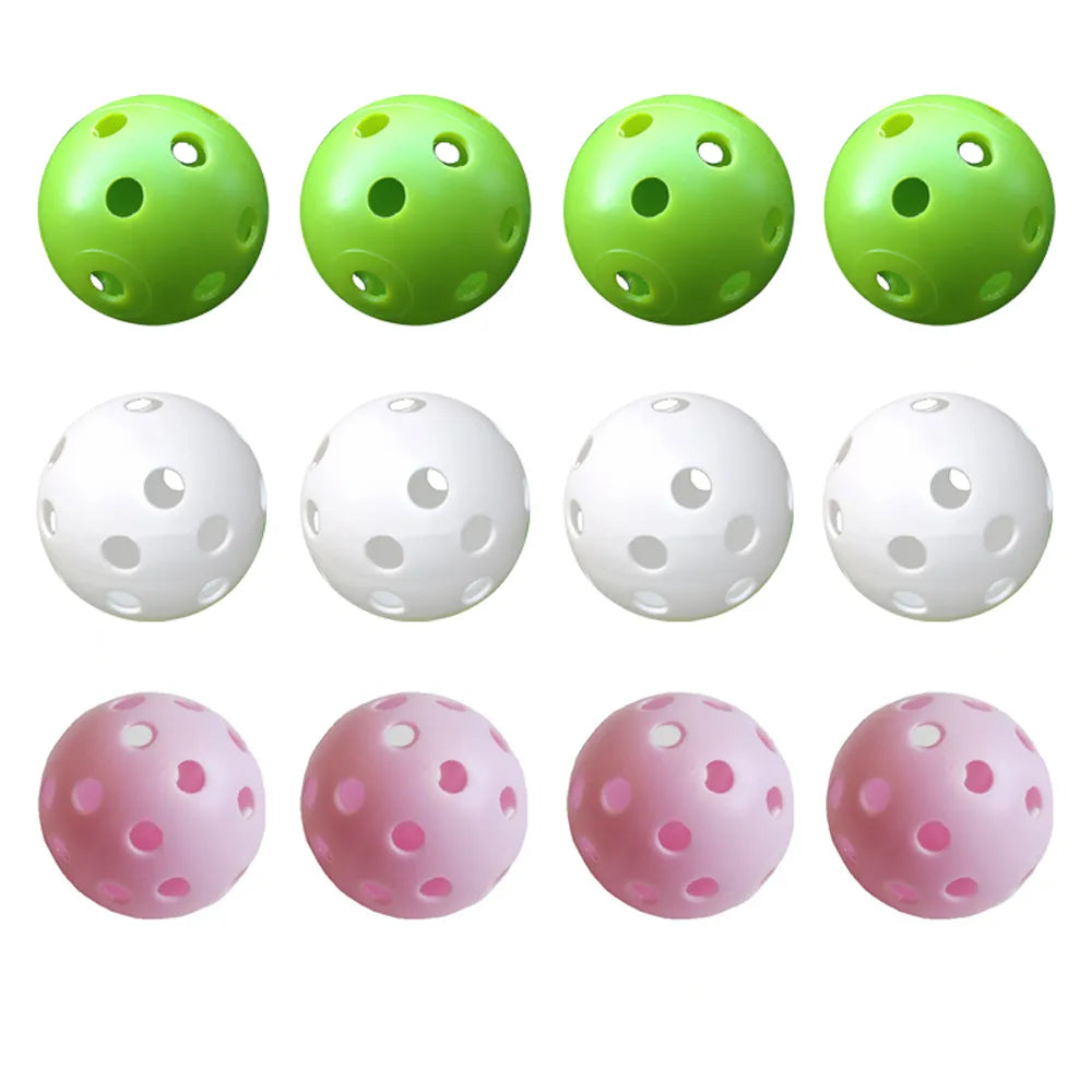 12 Pack Multicolor Plastic Golf Training Balls Airflow Hollow Diameter 1.65 Inch Golf Balls for Driving Range Swing Practice New