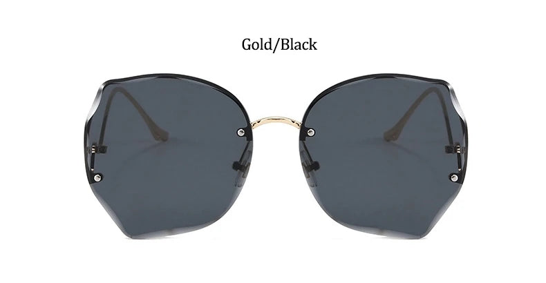 Oversized Brown Rimless Sunglasses Women Trendy Round Gradient Shades Glasses 2021 Summer Female Sunglasses Oculos