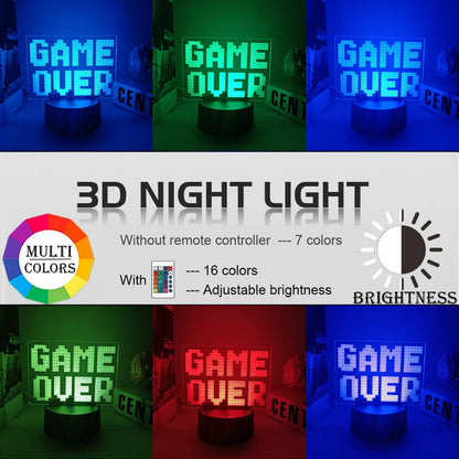 3D Night Lamp Gaming Room Desk Setup Lighting Decor Gamepad Icon LED Light Atmosphere Table Bedside Night Lamps Kids Gift